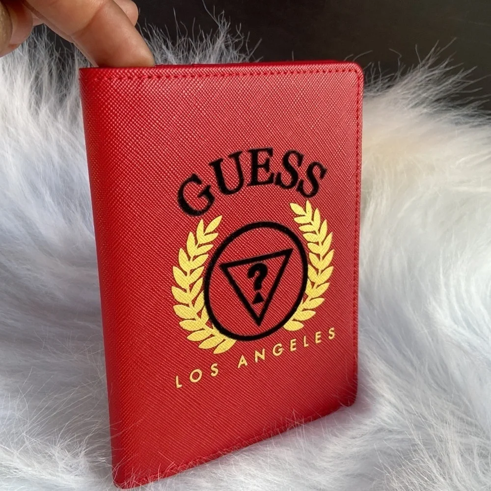 New GUESS Red Logo Passport Case